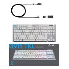 Teclado Logitech Gaming G915 Kydb Eng TKL White mecanico Lightspeed RGB 920-009660