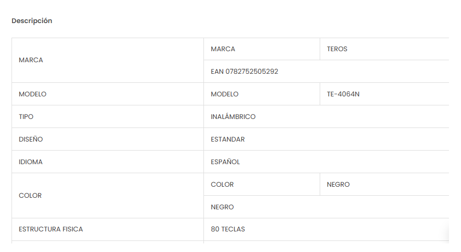 Teclado Teros Inalambrico TE-4064N Recargable USB-C Conexión 2,4Ghz + Bt3.0 + BT5.2 Android - Windows - Mac