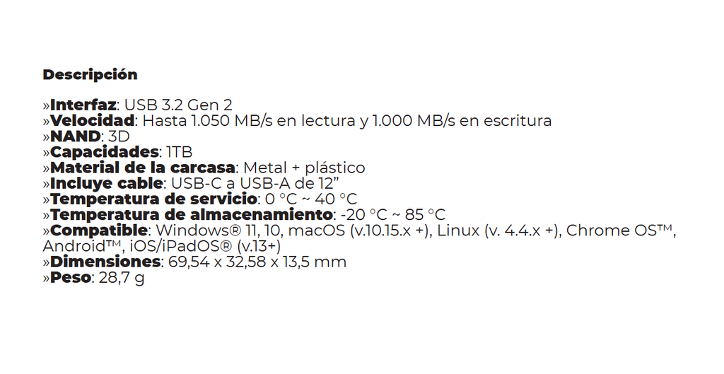SSD Kingston Externo XS1000R 1Tb Rojo Usb Type C / USB 3,2 Gen 2 1050 MB/s lectura y 1000 MB/s escritura  SXS1000R/1000G