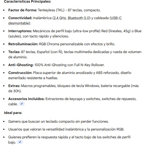 Teclado Gaming Redragon Horus TKL Blanco Mecanico Wireless Switch Red K621W-RGB SP-RED