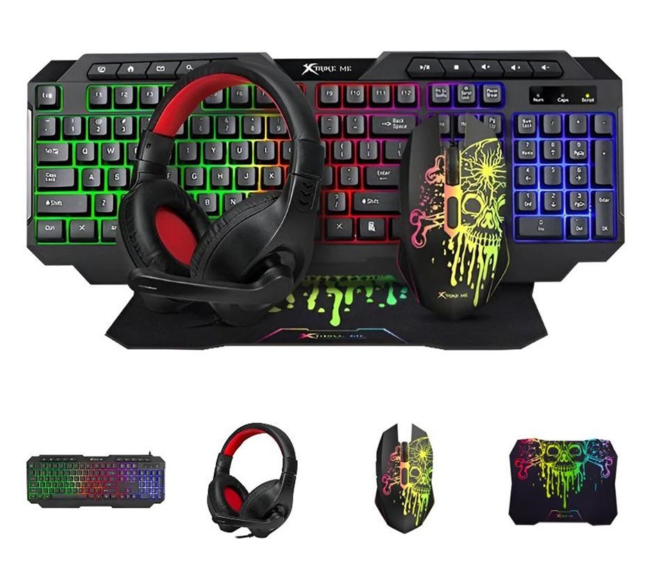 Combo Gaming Xtrime Me CMX-415 SP 4 en 1 Teclado + Mouse + Auricular + Mousepad