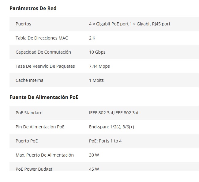 Smart POE Switch Hikvision 4 Puertos Gigabit POE 45w DS-3E1505P-EI/M