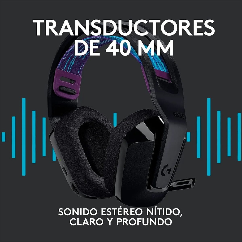 Audifono Logitech G535 Gaming Wireless Lightspeed Black parar Pc y PS4-5 981-000971