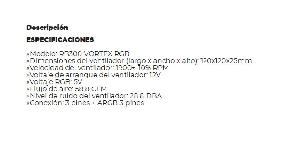 Cooler Gamemax RB300 Vortex RGB Pack de 3 Vent de 12cm RB300 PN 14050100934