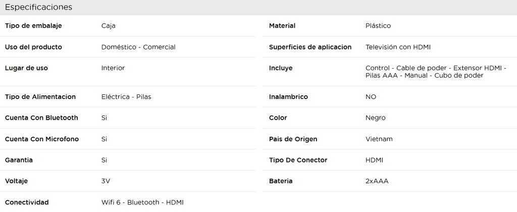Adaptador Amazon Fire Tv Stick 4k 2nd Gen Wifi 6 con Alexa HDR Voice Remote Control Dolby Vision-Atmos Negro 840268935092