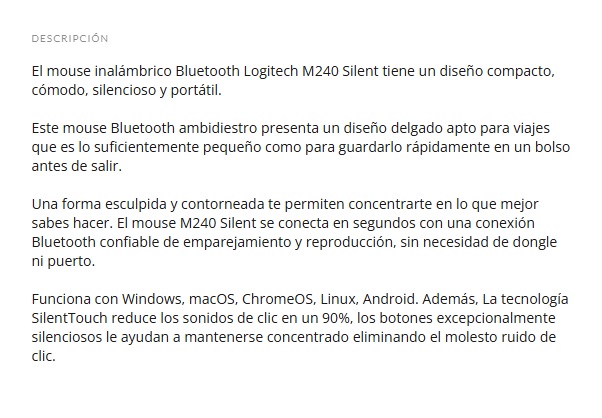 Mouse Logitech M240 Silent Bluetooth Negro  910-007113