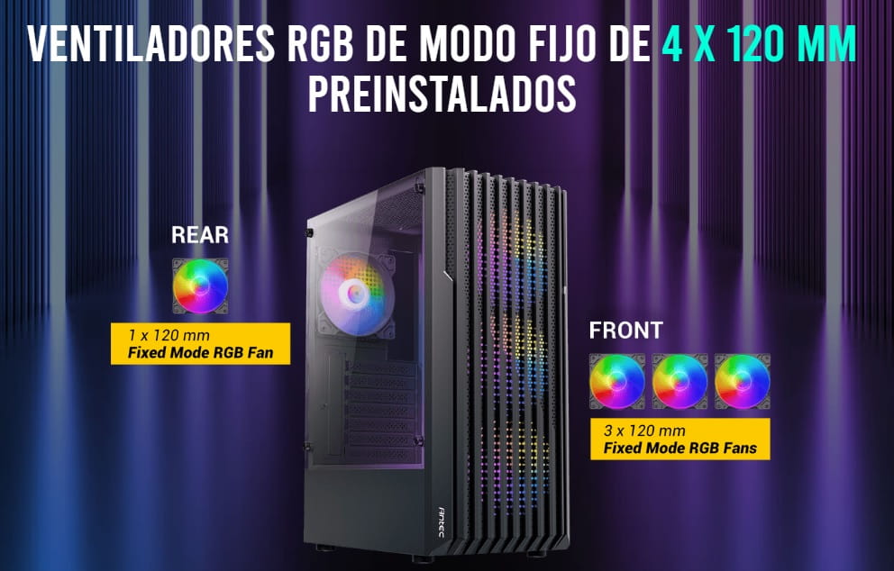 Case Antec Gamer AX22 ELITE MID TOWER 3X120 FIXED IN FRONT AX120 FIXED IN REAR