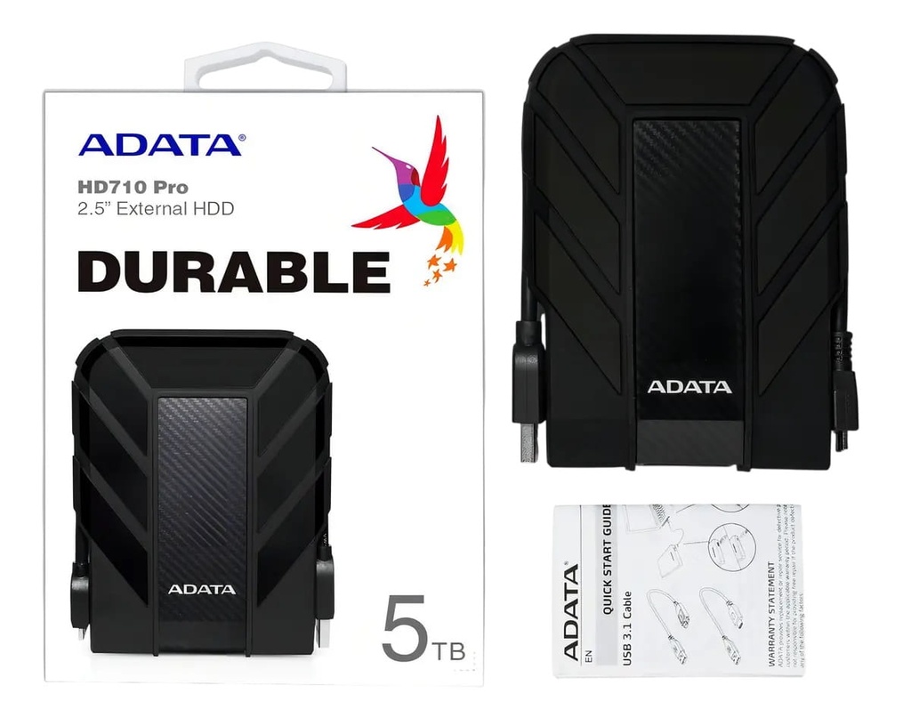 Disco Duro Externo Adata 5tb HD710 Pro USB3,2 Gen 1 Black Antishock Water Resist