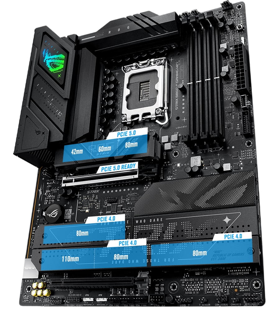 Mbo Asus ROG Strix B860-F GAMING WIFI Intel Core Ultra LGA1851 DDR5-9066Mhz BT DP HDMI 4M.2 PCIe 5.0