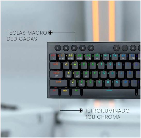TECLADO GAMING REDRAGON HORUS MINI PRO K632RGB-PRO RED RGB 60% SWITCH RED 2.4GHZ/BT/USB-C