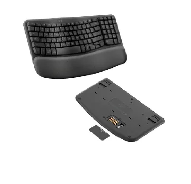 Teclado Logitech Ergonomico WAVE KEYS con reposamanos wireless USB Graphite 920-012278