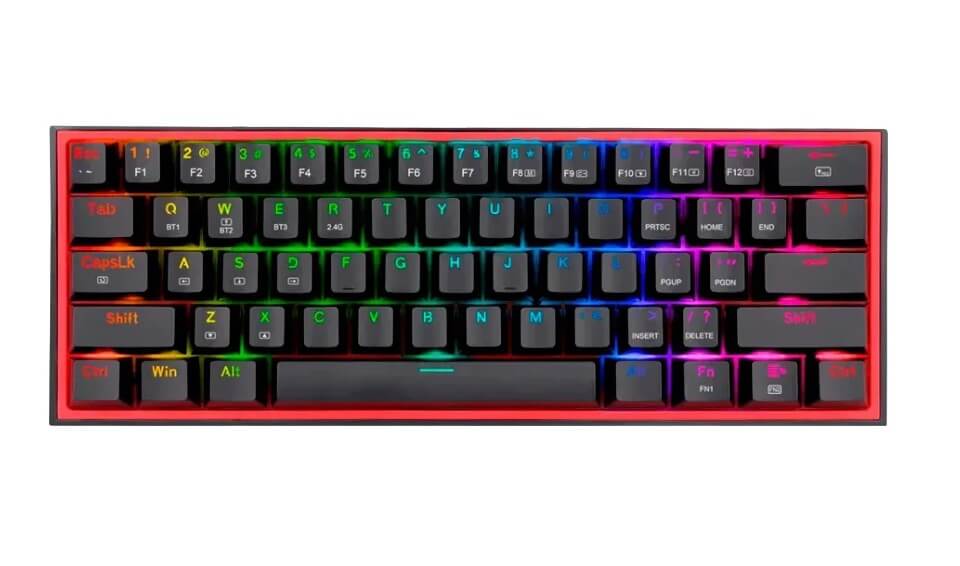 Teclado Gaming Redragon FIZZ PRO K616-RGB Negro Mecanico Wireless 60% Switch Rojo Wired / 2.4Ghz / BT