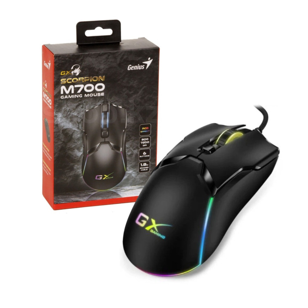 Mouse Genius GAMER Scorpion M700 Effecto RGB 6 Botones 800-7200DPI Usb Wired Negro