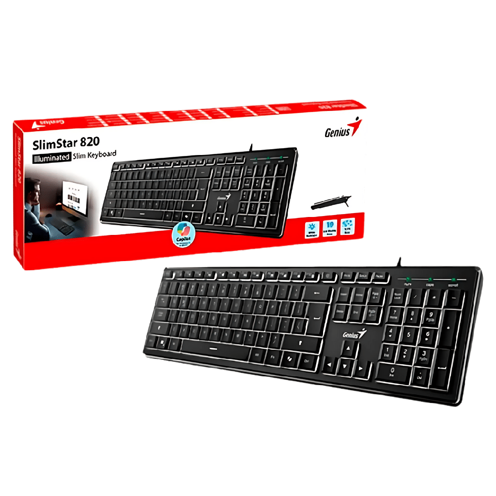 Teclado Genius SlimStar 820 Iluminado con cable USB Negro