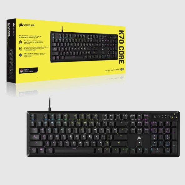 Teclado Corsair Gamer K70 Core RGB Mecanico Switch MLX Red PC Mac Xbox Playstation CH-910971E-NA