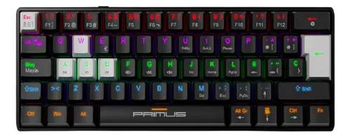 Teclado Primus Ballista 61T Gaming 60% Retroiluminado Mecanico cable USB Black switch Red ID011PGL15