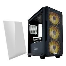 [LT4303] Case Quasad Gaming QG-002 USB3.0 2USB1.0 AUD-FRONT SIDE-GLASS 4RGB-1FRT-2TOP-1REAR BLACK