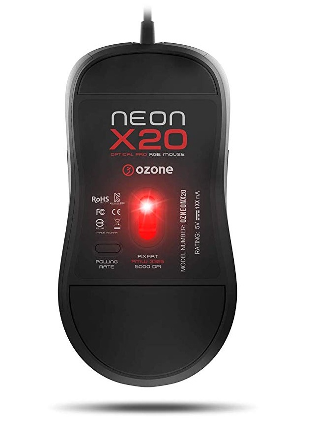 Ratón Gaming Ozone Neon X20 RGB Spectra 10000 DPI Sensor óptico Pixart PMW3325