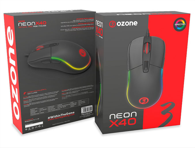 Ratón Gaming Ozone Neon X40 RGB Spectra DPI 7200 - Sensor óptico Pixart PMW 3330 