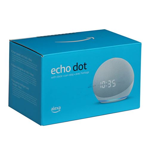 Parlante Echo Dot. 4ta Gen. Inteligente con Reloj Alexa Glaciar Blanco UPC 840080593524