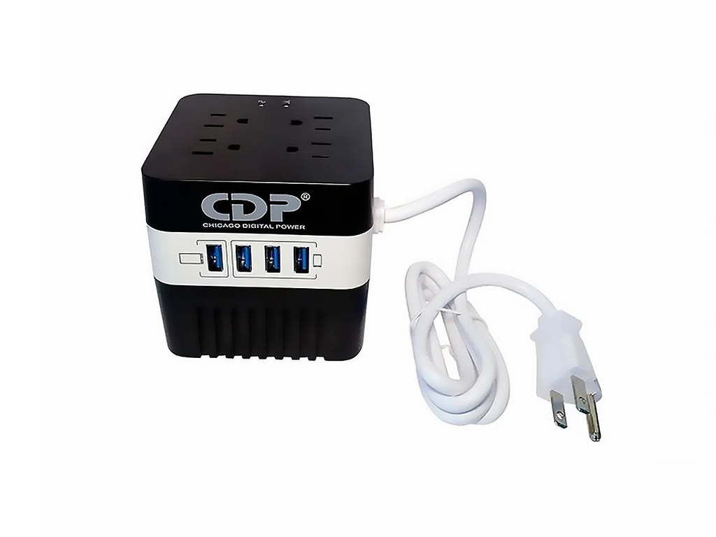 Regulador De Voltaje CDP 4 Tomas 4 USB RU-AVR 604 600va