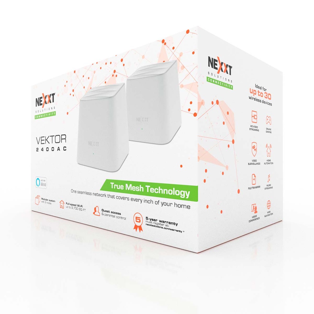 Sistema Modular con 2 Nodos Vektor 2400AC Mesh Nexxt Solutions Connectivity 802.11ac - NCM-2400