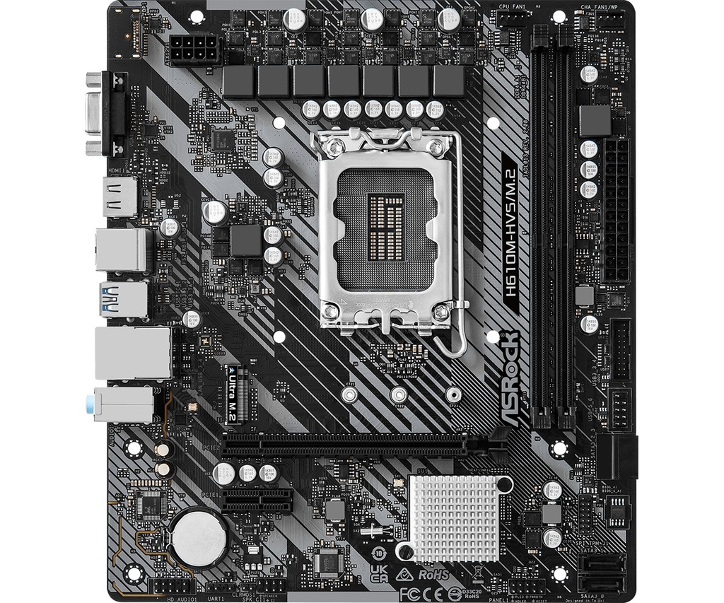 Tarjeta Madre ASROCK H610M-HVS/M.2 R2.0 LGA1700 ddr4 2 slots HDMI VGA 10/100/1000 mATX