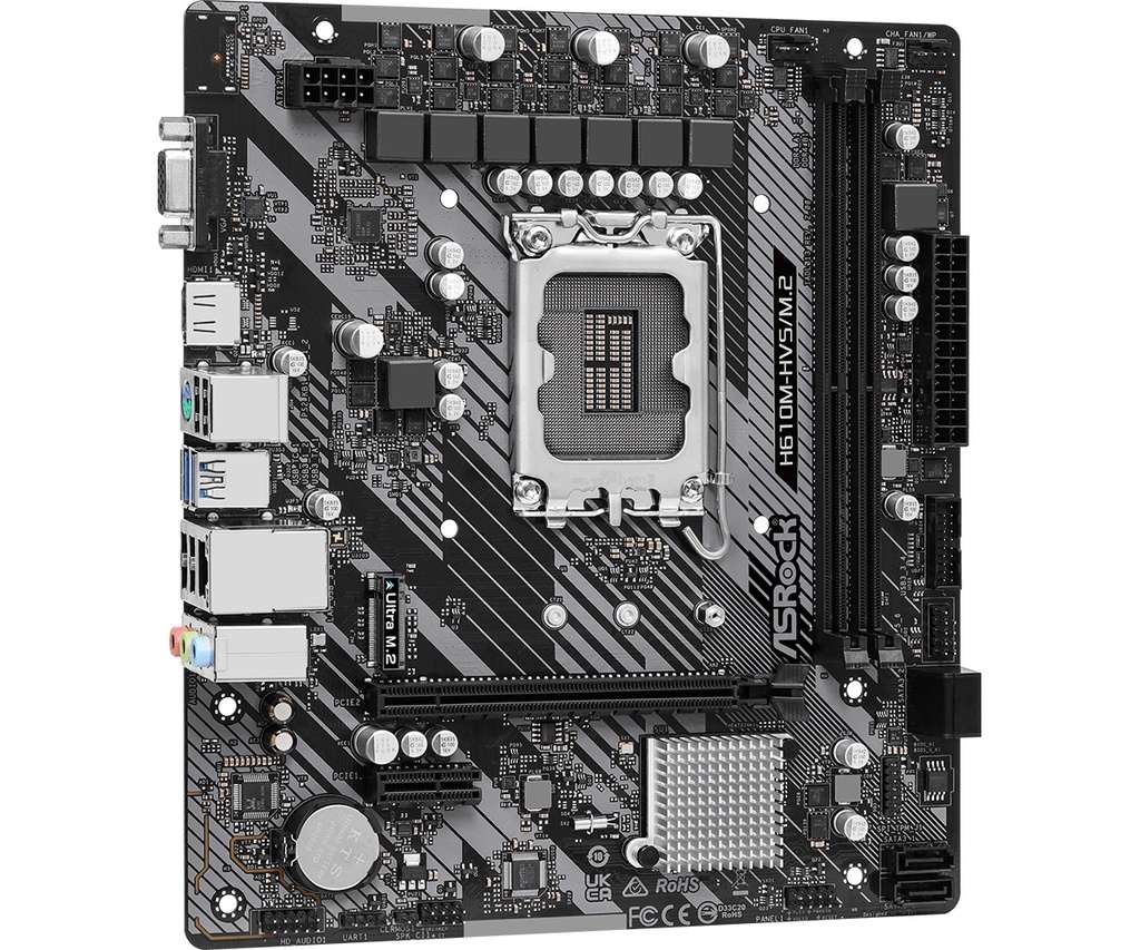 Tarjeta Madre ASROCK H610M-HVS/M.2 R2.0 LGA1700 ddr4 2 slots HDMI VGA 10/100/1000 mATX