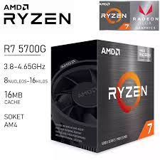 Procesador Amd Ryzen 7 5700G 3.8Ghz up to 4,6Ghz 8 core 16 Hilos 16mb Cache 65w Tsmc 7nm Finfet  Con Video Radeon Graphics 8 nucleos