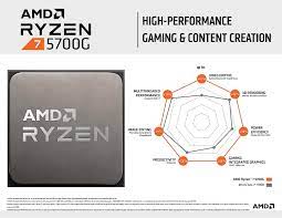 Procesador Amd Ryzen 7 5700G 3.8Ghz up to 4,6Ghz 8 core 16 Hilos 16mb Cache 65w Tsmc 7nm Finfet  Con Video Radeon Graphics 8 nucleos