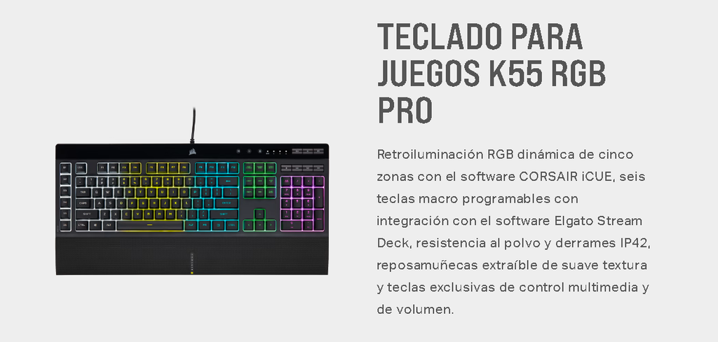 Teclado - Mouse CORSAIR K55 RGB PRO + KATAR PRO Gaming CH-9226965-SP