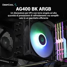 COOLER POR AIRE DEEPCOOL AG400 BK ARGB Series GAMMAXX LGA 1700/1200/115X/  AMD AM4/AM5 PN: R-AG400-BKANMC-G-2