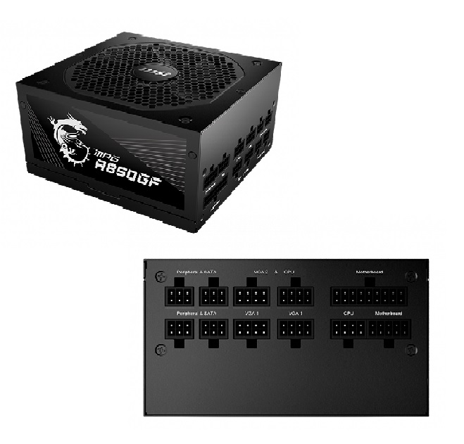 Fuente de poder MSI MPG A850GF 850 watts certificación 80 plus gold modular ATX