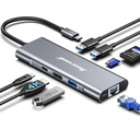 Adaptador Gazal USB Tipo C A HDTV 8 EN 1 2xUSB3.2/2USB-C/1-HDMI/1xSD/1MicroSD/1xRJ45/ 0171407