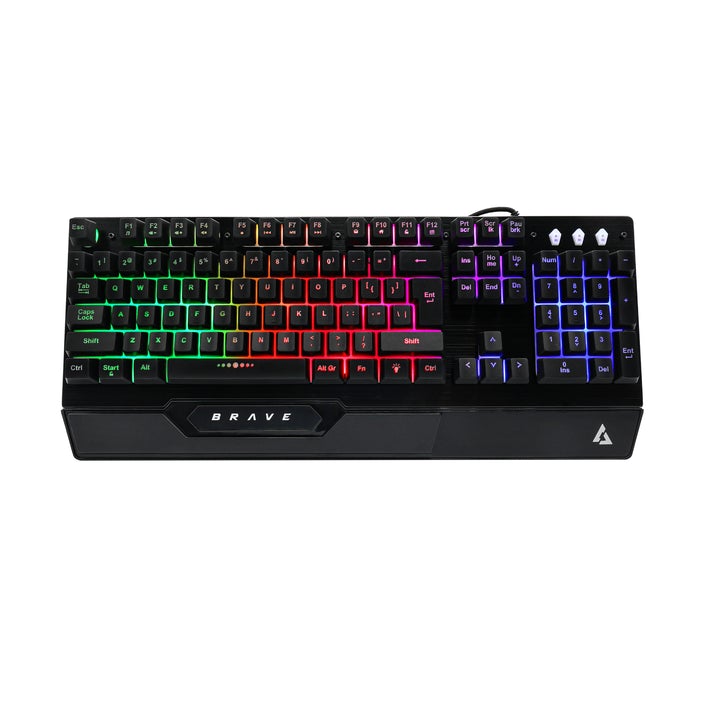 Combo Teclado-Mouse-Mousepad Unnotekno Gamer Brave  BRV84 RGB Ingles USB KB6784BK