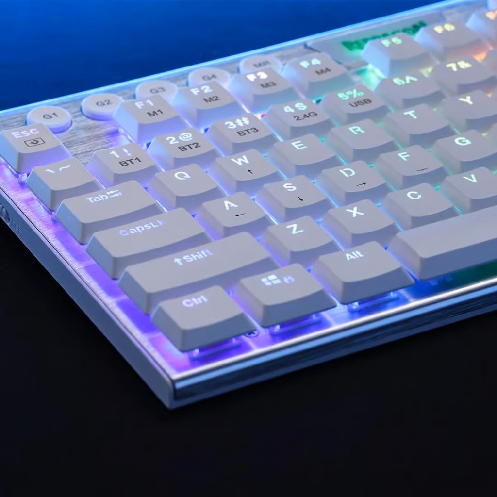 Teclado Gaming Redragon Horus TKL Blanco Mecanico Wireless Switch Red K621W-RGB SP-RED