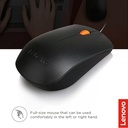 Mouse Lenovo 300 USB Black 1600 DPI para diestros y zurdos