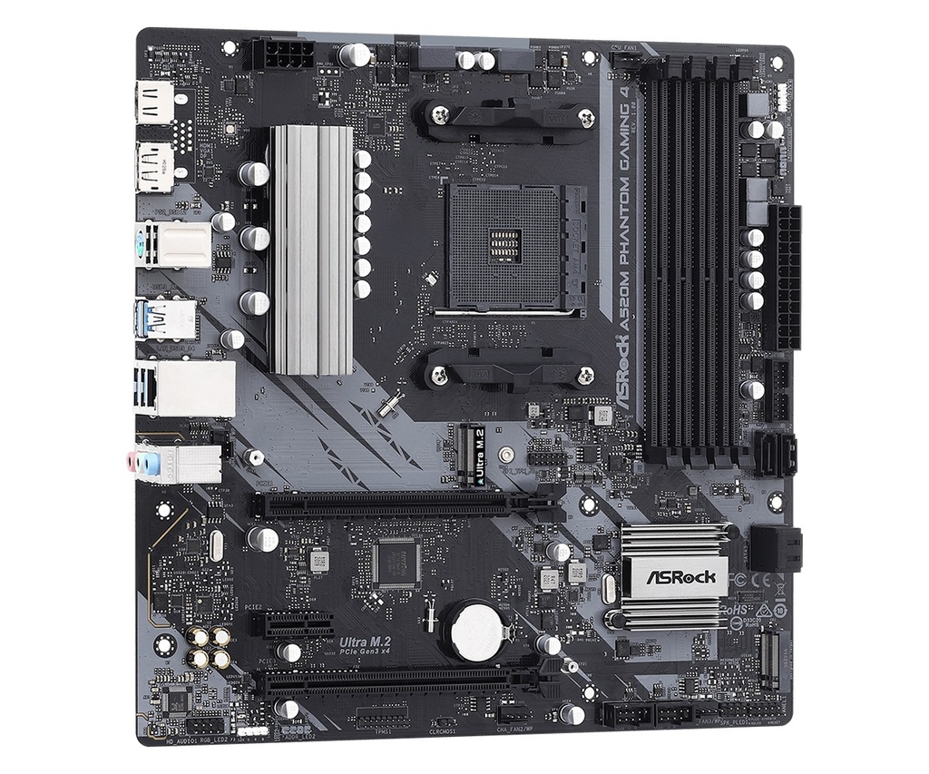 MBO ASROCK A520M Phantom Gaming 4 AM4 HDMI-DP 4xDDR4 DIMM 10USB 4SATA3 PCIe2x16 M.2 Micro-Atx