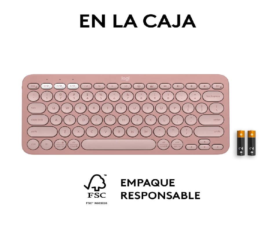 Teclado LOGITECH PEBBLE KEYS 2 K380S Wireless SP Rosa 920-011785