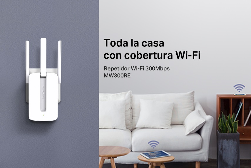Wireless Repetidor 300 Mercusys MW300RE 300Mbps con 3 Antenas externas