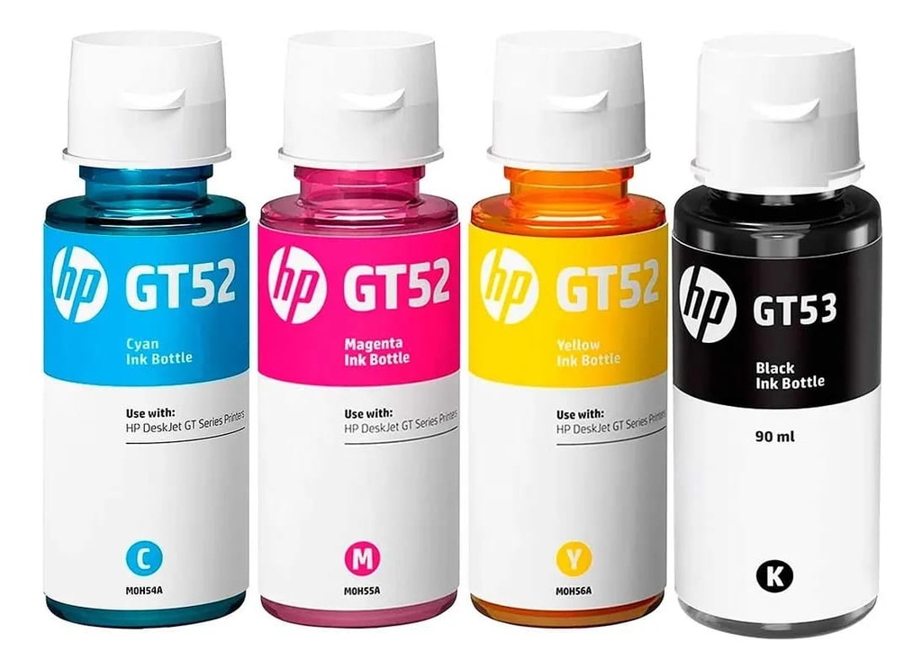 Pack de 4 Tintas HP Cyan-Magenta-Yellow-Negro GT52 GT53  9F3N4AL