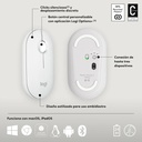 Mouse Logitech wireles M350S Pebble Mouse 2 White Wireless RF - BT 4000DPI 910-007047