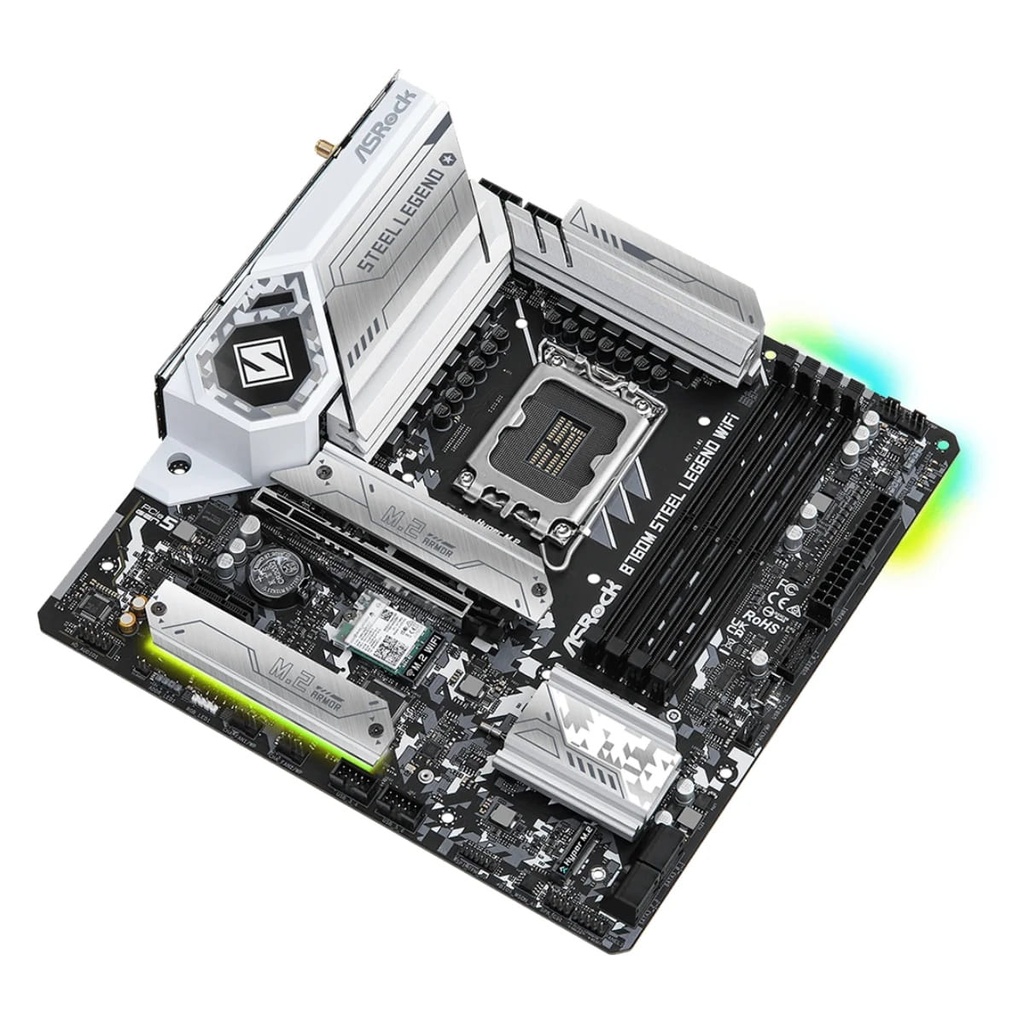 Tarjeta Madre ASROCK B760M Steel Legend 14va LGA1700 4DDR5 WIFI HDMI DP M.2 15USB PCIE5.0 mATX