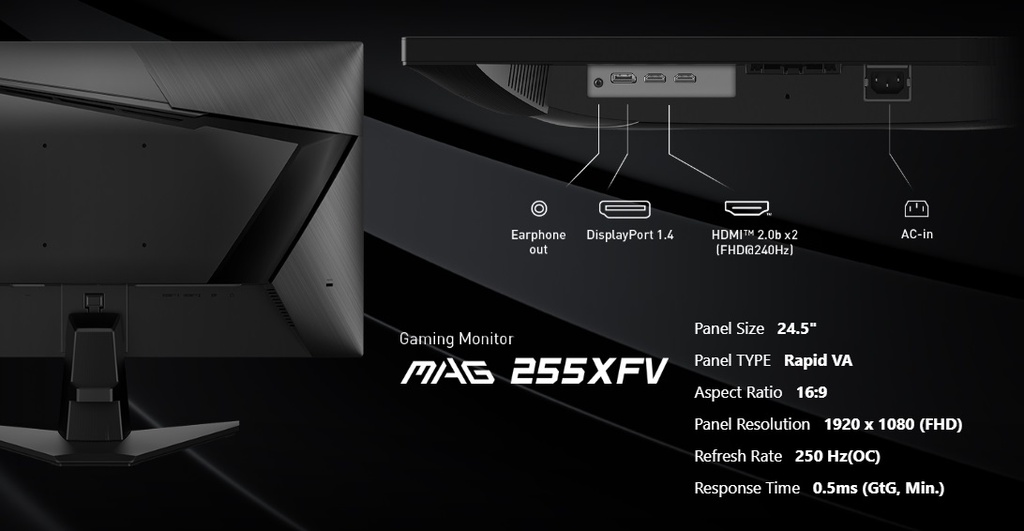 Monitor MSI MAG 255XFV 24.5inc VA FHD 250HZ 0,5MS