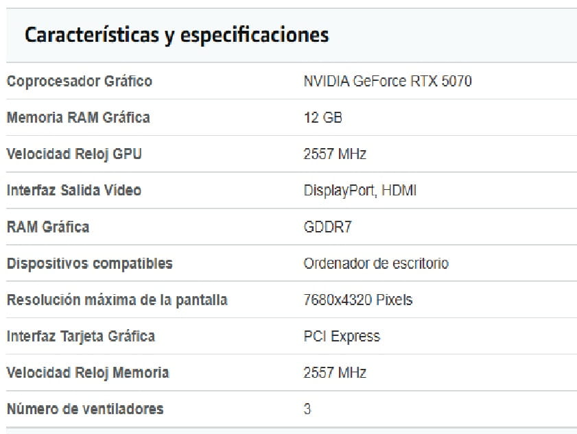 Tarjeta de Video Asus Prime RTX-5070 12Gb Oc Edition Gddr7 128bit 1hdmi 3dp 3vent Pcie 5.0 PRIME-RTX5070-O12G