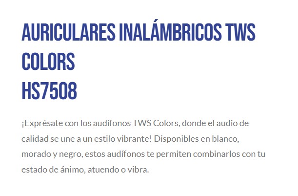 Audífono + micrófono UnnoTekno HS7508BK colors earbuds inalambricos TWS negro