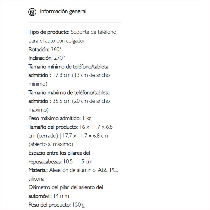 Soporte celular o Tablet Klip Xtreme KMH-250 para reposacabezas de auto