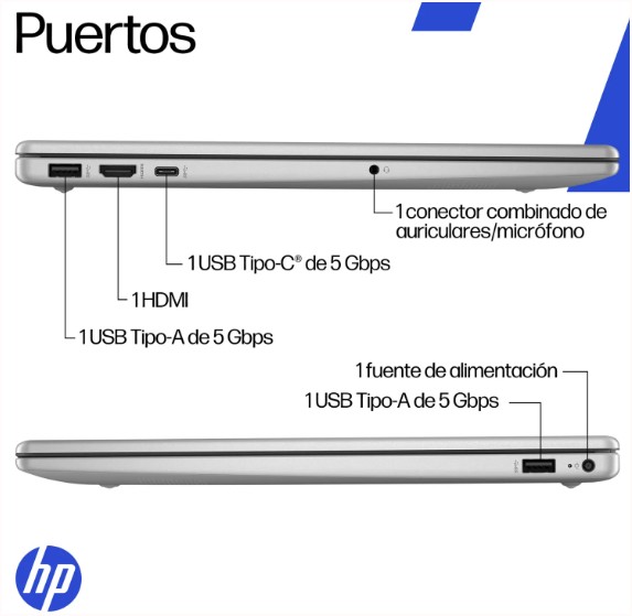 Notebook HP AMD R7-7730U 2.0GHZ-16GB-512GB SSD-SILVER-15.6"FHD-W11