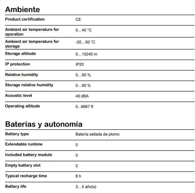 UPS APC BV1000 INTERACTIVO EASY UPS 120V 6 TOMAS 600Vatios - 1,0KVA