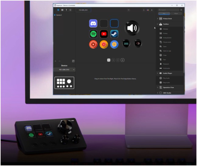 Stream Deck LCD Primus Imperium 6T con 6 Teclas Macro LCD 3 Botones y 3 Perillas PSD-60BK
